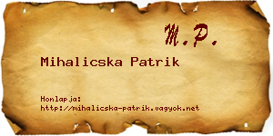 Mihalicska Patrik névjegykártya